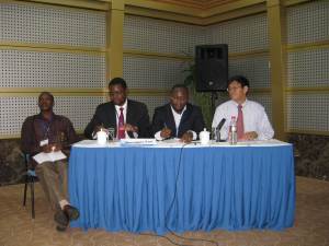 Panelists included (from l to r): Joseph Karugia, ReSAKSS-ECA; Pius Chilonda, ReSAKSS-SA; Babatunde Omilola, ReSAKSS-Africa Wide and Shenggen Fan, IFPRI